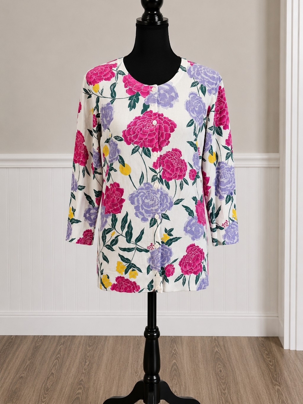 Merona Floral Button-Front Cardigan
